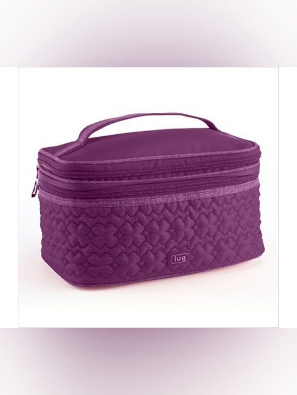 NWOT Lug Two Step Quilted Cosmetic Train Case in Deep Purple